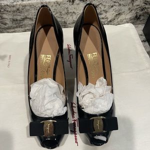 Salvatore ferragamo peep toe pumps